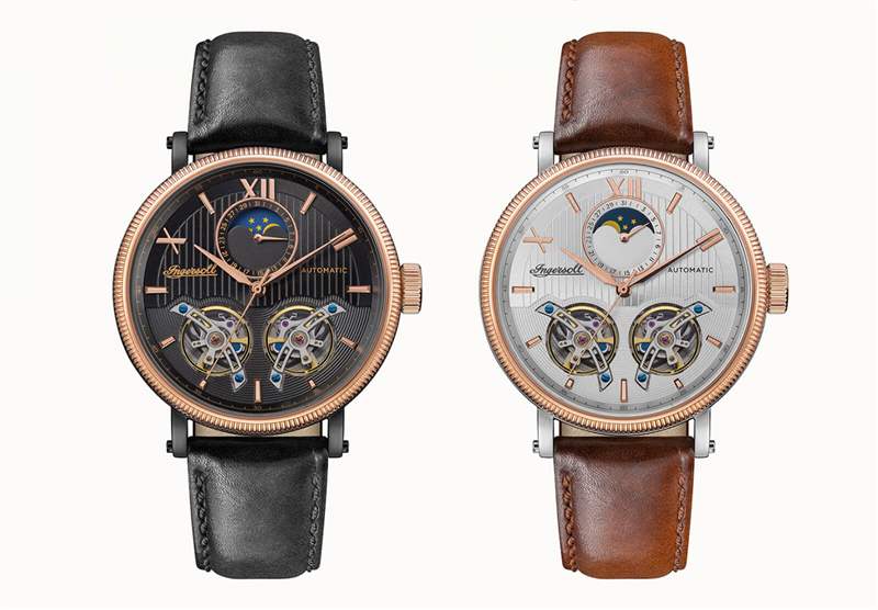 英格索好萊塢月相功能雙陀飛輪自動腕表-復(fù)刻表