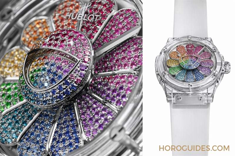 彩虹版微笑小花動(dòng)起來|Hublot經(jīng)典融合系列村上隆藍(lán)寶石彩虹腕表-復(fù)刻表