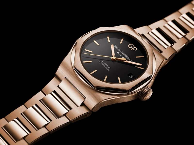 Girard-Perregaux芝柏Laureato 42mm Pink Gold & Onyx｜誘人的黑色縞瑪瑙表盤-復(fù)刻表