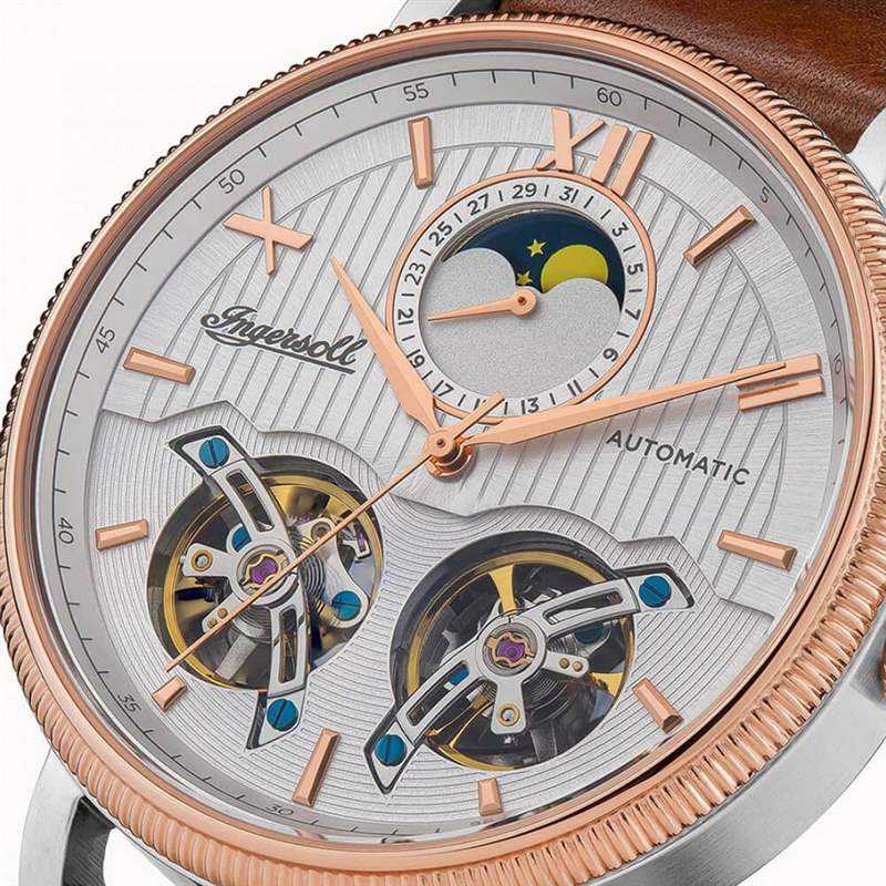 英格索好萊塢月相功能雙陀飛輪自動腕表-復(fù)刻表