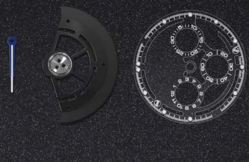 手表?yè)Q上藍(lán)寶石水晶面盤、自動(dòng)盤鏤空并鍍黑,連指針也換了造型與顏色。 (Source:SKELETON CONCEPT) 勞力士Daytona 116520改裝手表藍(lán)寶石面盤加藍(lán)色機(jī)芯零件超獨(dú)特-復(fù)刻表