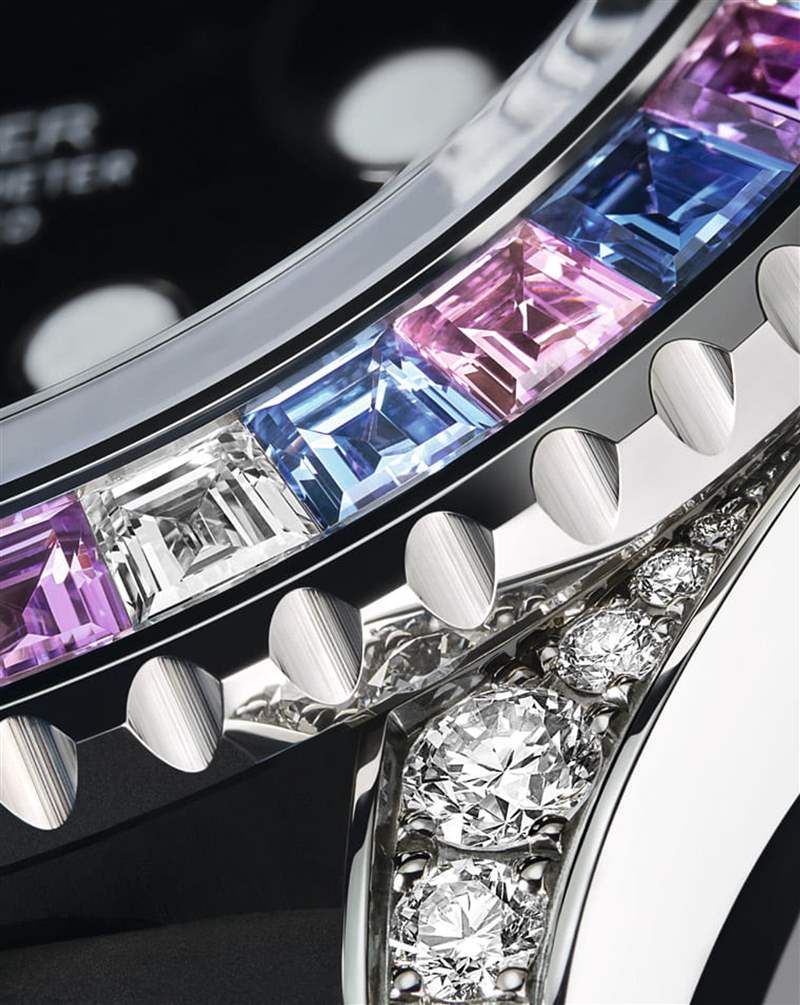 Rolex Yacht-Master彩虹圈手表表殼鑲上彩色寶石、鉆石低調奢華-復刻表