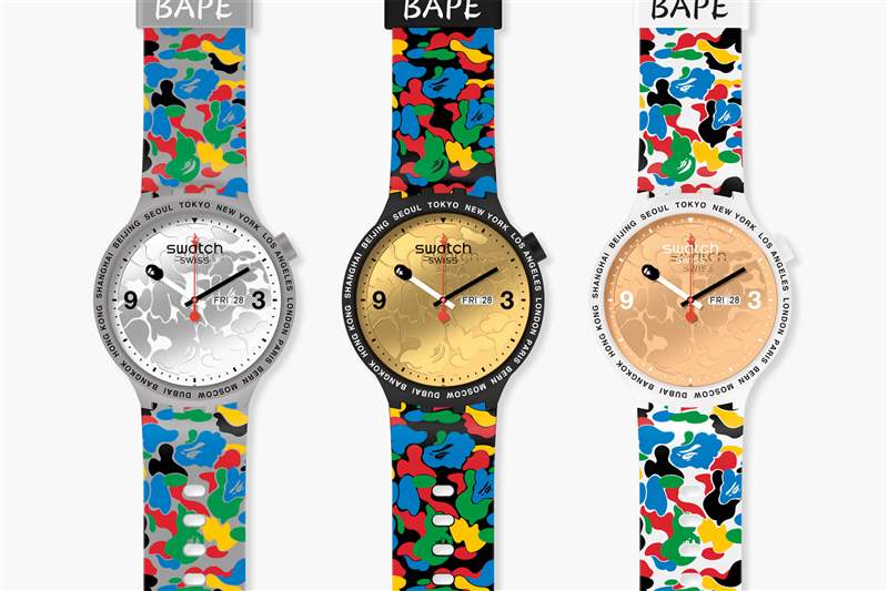 斯沃琪聯名Swatch X Bape 東京多迷彩版-復刻表