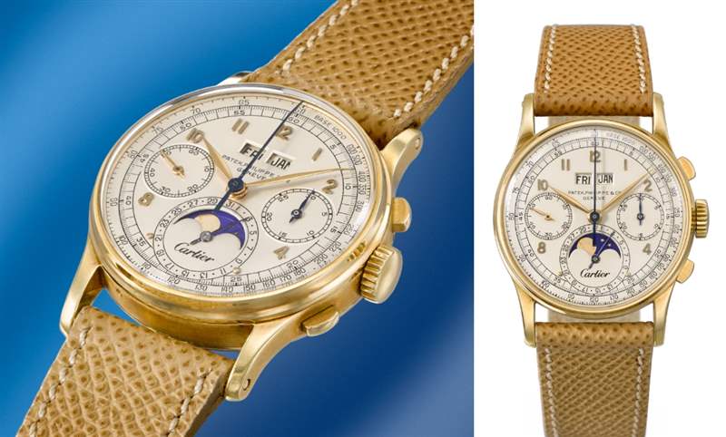佳士得即將拍賣：百達(dá)翡麗Ref.1518萬年歷計(jì)時(shí)碼表，唯一已知配有Cartier雙簽面盤-復(fù)刻表