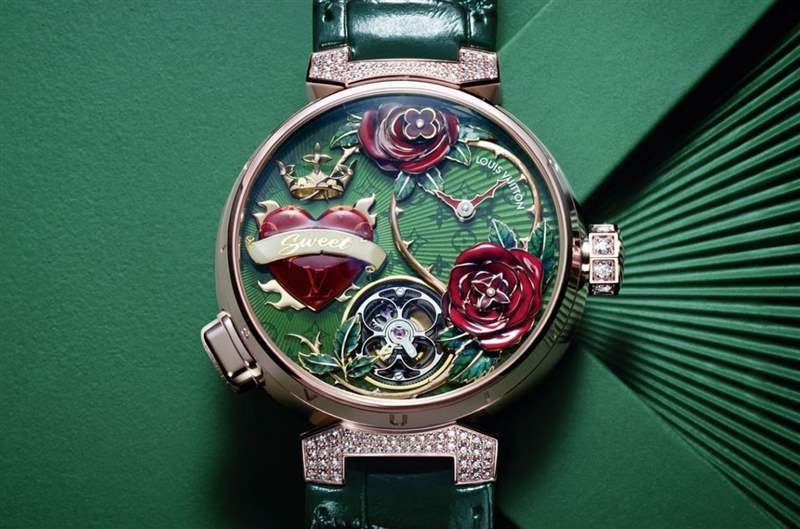 路易威登Tambour玫瑰愛(ài)心活動(dòng)裝置陀飛輪啟動(dòng)瞬間手表魅力再升級(jí)-復(fù)刻表