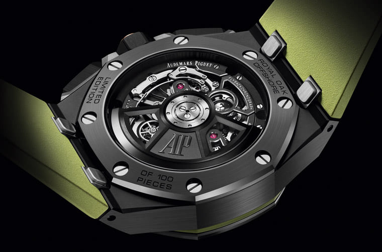 AP皇家橡樹離岸型陀飛輪計時碼表改黑陶瓷殼搭綠色新裝上陣-復(fù)刻表