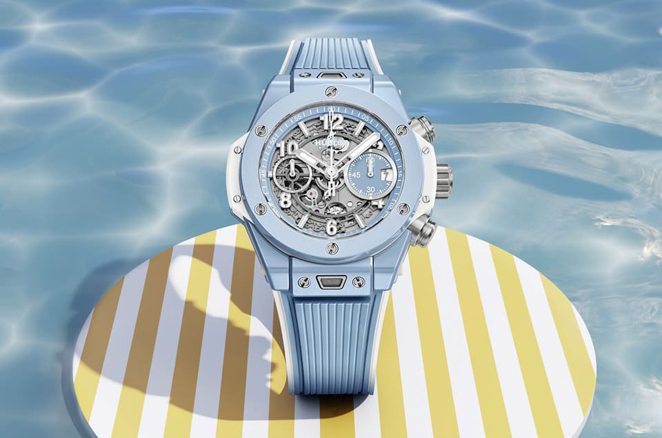 超適合夏天的宇舶大爆炸天空藍陶瓷計時碼表雙色表殼交織沁涼活力-復刻表