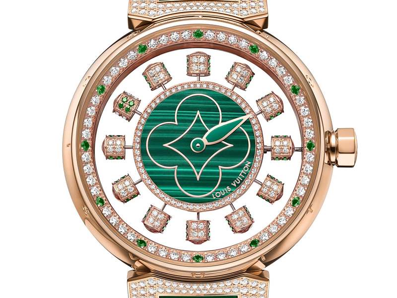 Louis Vuitton推出寶石表盤(pán)版Tambour Spin Time Air腕表:孔雀石,綠松石,寶石懸空表盤(pán)-復(fù)刻表