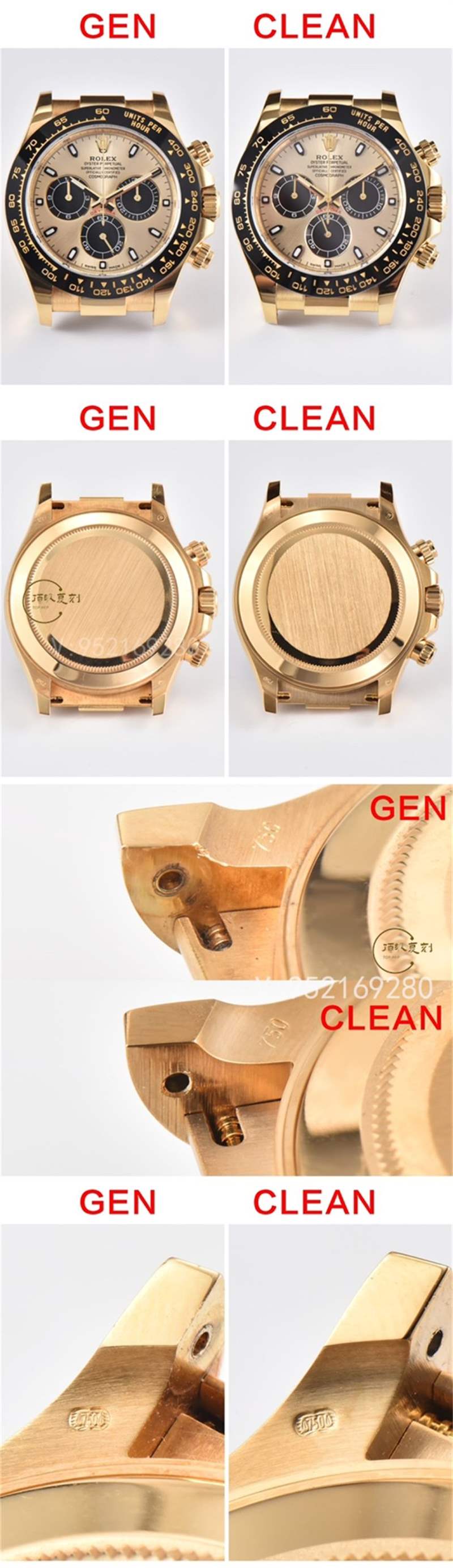 C廠余文樂真假對(duì)比,Clean廠勞力士余文樂4130做工對(duì)比正品一眼假嗎-復(fù)刻表
