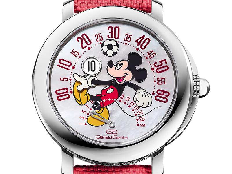 Gerald Genta推出Arena Bi-Retrograde Mickey Mouse數字跳時雙逆跳腕表:米老鼠踢足球 Gerald Genta推出Arena Bi-Retrograde Mickey Mouse數字跳時雙逆跳腕表:米老鼠踢足球-復刻表